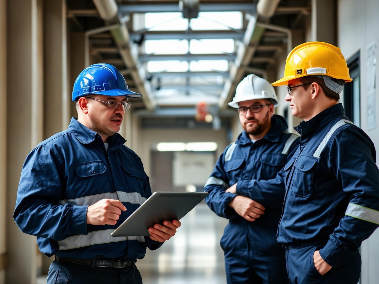 Supervisor coordinando tareas con personal operativo en una instalación